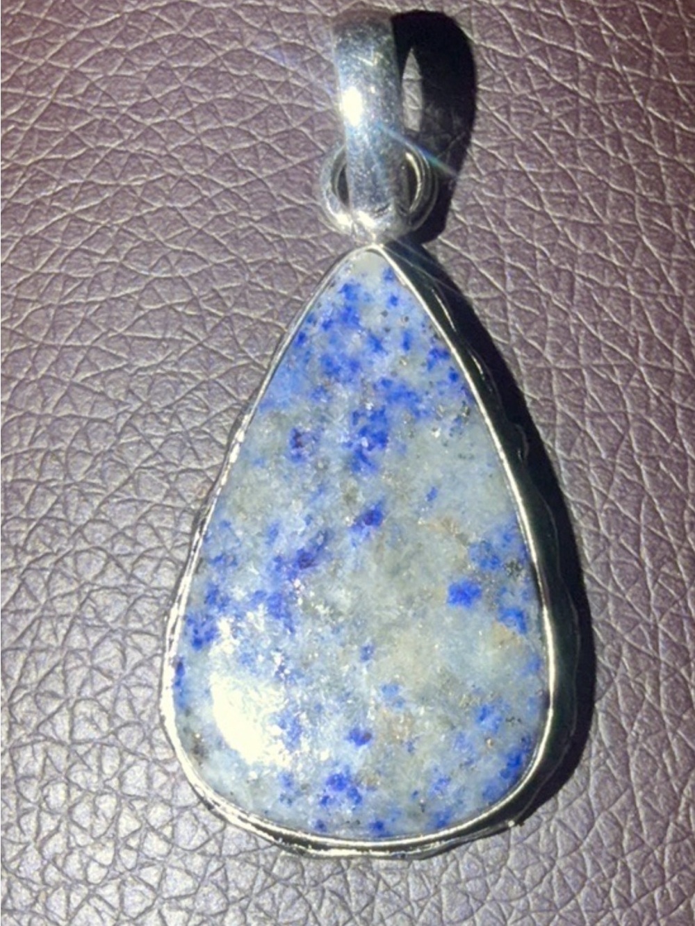 Sterling Silver Teardrop Lapis-Style Pendant in Blue and Gray
